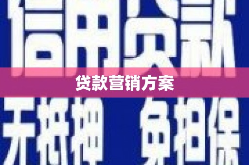 顺河贷款营销方案