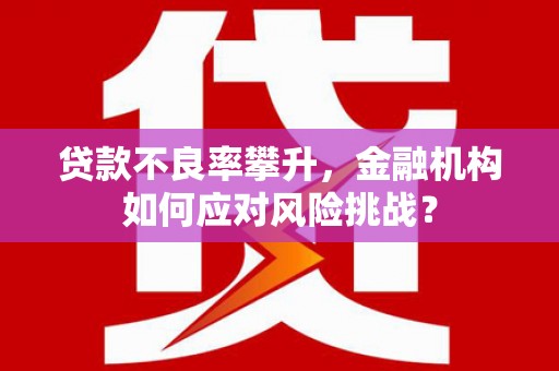 集美贷款不良率攀升，金融机构如何应对风险挑战？
